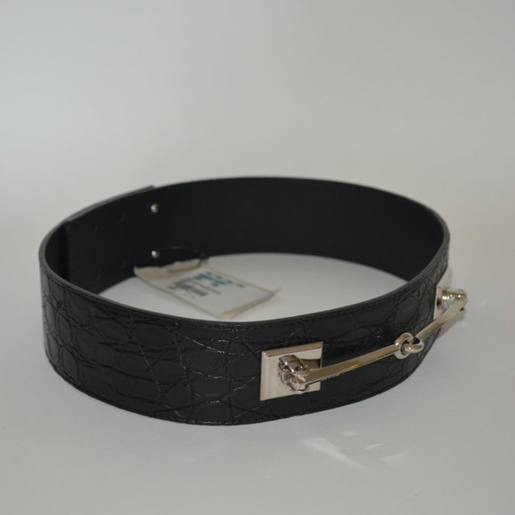 NWT GUCCI CROCODILE HORSEBIT WAIST BELT
